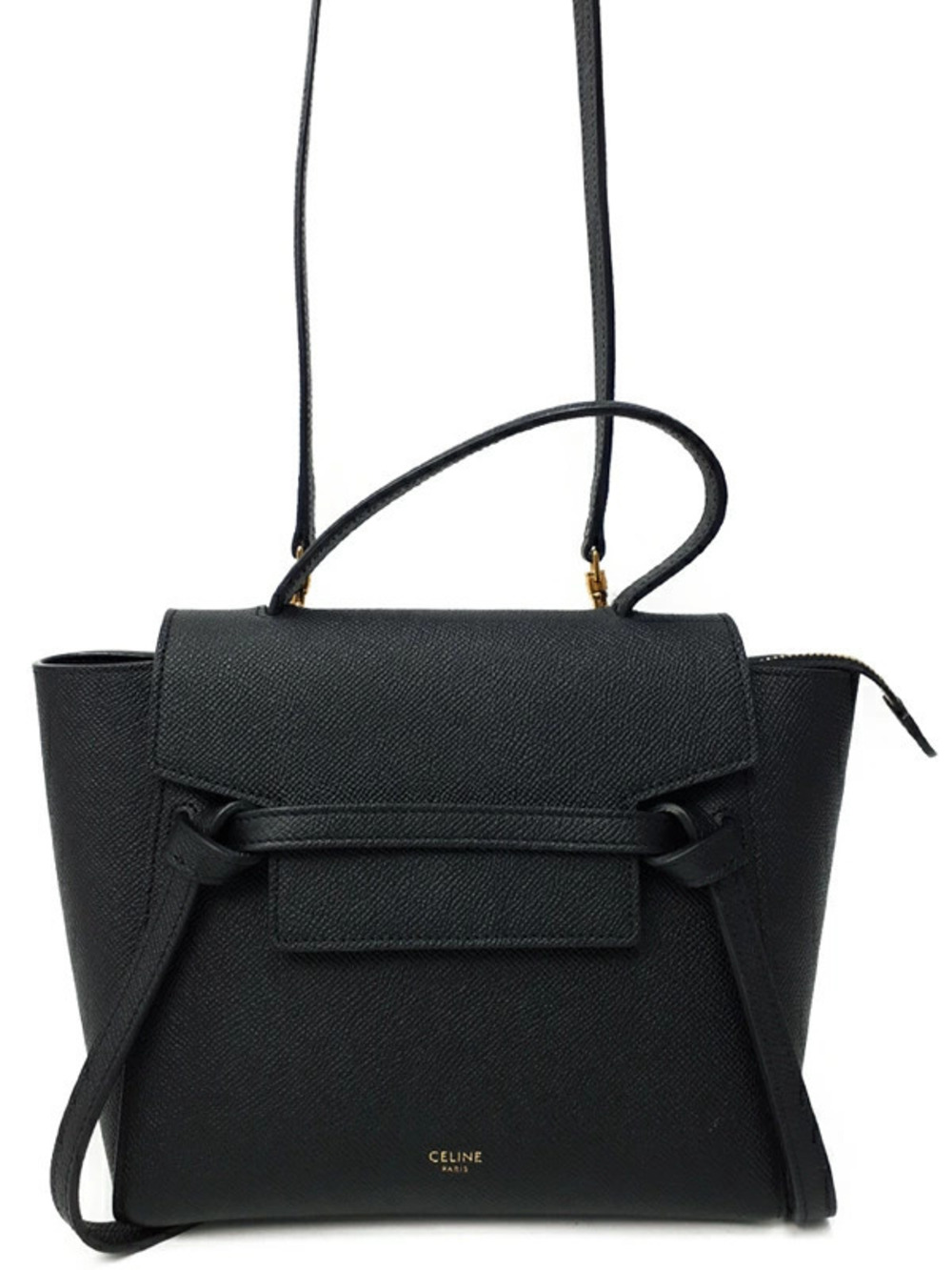 Celine Belt Bag Black Grained Calfskin top handle